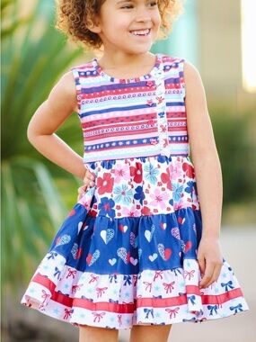 Matilda Jane Red, White, & Blueberry Adventures Panel Dress